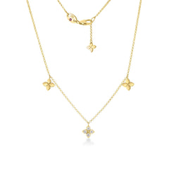 LOVE IN VERONA DIAMOND AND POLISHED FLOWER STATION DANGLE NECKLACE