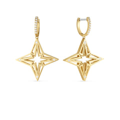 STARDUST MEDIUM OPEN FRAME DIAMOND STAR DANGLE EARRINGS