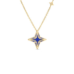 STARDUST LARGE DIAMOND AND BLUE CERAMIC STAR NECKLACE