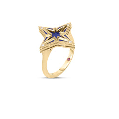 STARDUST SMALL DIAMOND AND BLUE CERAMIC STAR RING