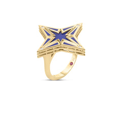 STARDUST MEDIUM DIAMOND AND BLUE CERAMIC STAR RING