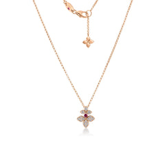 LOVE IN VERONA PAVE DIAMOND AND RUBELLITE SPLIT FLOWER NECKLACE