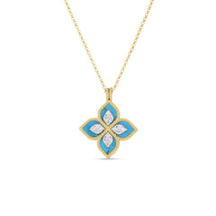VENETIAN PRINCESS DIAMOND AND TURQUOISE FLOWER NECKLACE