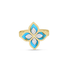 VENETIAN PRINCESS DIAMOND AND TURQUOISE FLOWER RING
