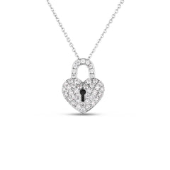 TINY TREASURES DIAMOND HEART LOCK NECKLACE
