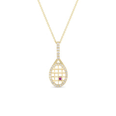 TINY TREASURES DIAMOND TENNIS RACKET NECKLACE