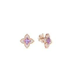 VENETIAN PRINCESS CARNIVAL PAVE DIAMOND AND AMETHYST SMALL FLOWER STUD EARRINGS