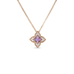 VENETIAN PRINCESS CARNIVAL PAVE DIAMOND AND AMETHYST SMALL FLOWER NECKLACE