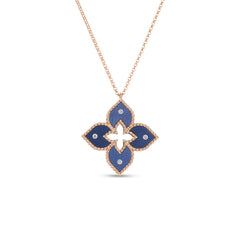 VENETIAN PRINCESS DIAMOND AND BLUE TITANIUM SMALL FLOWER NECKLACE