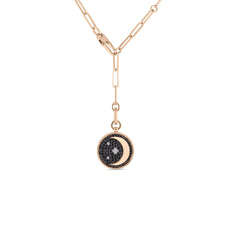 VENETIAN PRINCESS BLACK & WHITE DIAMOND HALF MOON MEDALLION NECKLACE