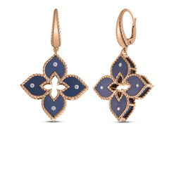 VENETIAN PRINCESS DIAMOND AND BLUE TITANIUM SMALL FLOWER DROP EARRINGS