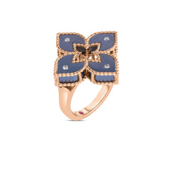 VENETIAN PRINCESS DIAMOND AND BLUE TITANIUM SMALL FLOWER RING