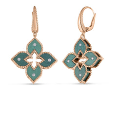 VENETIAN PRINCESS DIAMOND AND GREEN TITANIUM SMALL FLOWER DROP EARRINGS