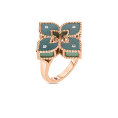 VENETIAN PRINCESS DIAMOND AND GREEN TITANIUM SMALL FLOWER RING