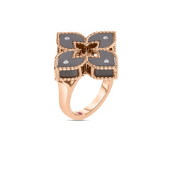 VENETIAN PRINCESS DIAMOND AND GRAY TITANIUM SMALL FLOWER RING