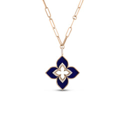 VENETIAN PRINCESS DIAMOND AND LAPIS LARGE FLOWER LONG NECKLACE