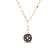 VENETIAN PRINCESS BLACK AND WHITE DIAMOND SMALL MEDALLION NECKLACE