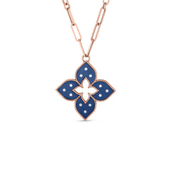 VENETIAN PRINCESS DIAMOND AND BLUE TITANIUM MEDIUM FLOWER LONG NECKLACE
