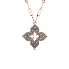 VENETIAN PRINCESS DIAMOND AND GREY TITANIUM MEDIUM FLOWER LONG NECKLACE