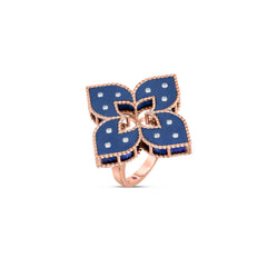 VENETIAN PRINCESS DIAMOND AND BLUE TITANIUM MEDIUM FLOWER RING
