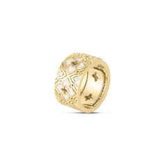 VENETIAN PRINCESS ETCHED FRAME DIAMOND AND WHITE ENAMEL FLOWER RING