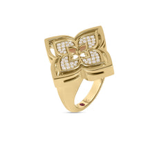 VENETIAN PRINCESS PIROUETTE PAVE FLOWER RING