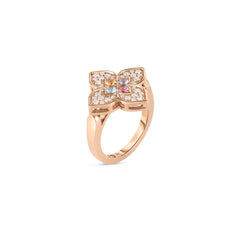 VENETIAN PRINCESS CARNIVAL PAVE DIAMOND AND MIXED STONES LARGE FLOWER RING
