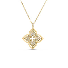 VENETIAN PRINCESS PIROUETTE PAVE MEDIUM FLOWER NECKLACE