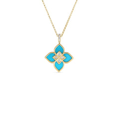 VENETIAN PRINCESS DIAMOND AND TURQUOISE SMALL FLOWER NECKLACE