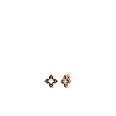 PETITE VENETIAN PRINCESS BLACK AND WHITE DIAMOND FLOWER STUD EARRINGS
