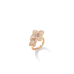 VENETIAN PRINCESS CARNIVAL PAVE DIAMOND AND MIXED STONES DOUBLE FLOWER RING