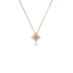 VENETIAN PRINCESS CARNIVAL PAVE DIAMOND AND MIXED STONES SMALL FLOWER NECKLACE