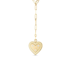 VENETIAN PRINCESS LARGE DIAMOND HEART MEDALLION PAPERCLIP NECKLACE