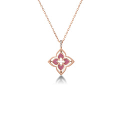 VENETIAN PRINCESS PIROUETTE PAVE SMALL FLOWER NECKLACE