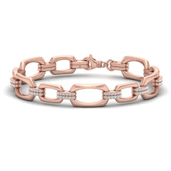 Diamond Accent East West Open Oval Link Bracelet