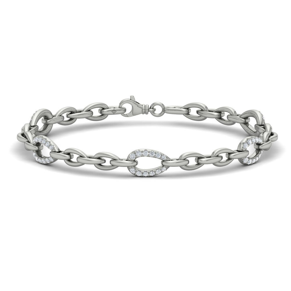Diamond Open Tear Drop Link Bracelet