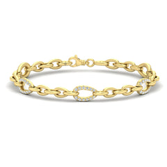 Diamond Open Tear Drop Link Bracelet