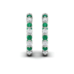 Inside Out Diamond and Emerald Hoop Earrings