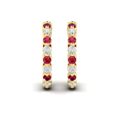 Inside Out Diamond and Ruby Hoop Earrings