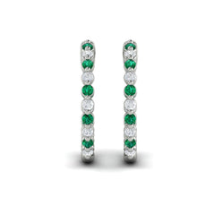 Inside Out Diamond and Emerald Hoop Earrings