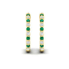 Inside Out Diamond and Emerald Hoop Earrings