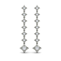 Diamond Vlora Star Long Drop Statement Earrings