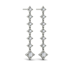 Diamond Vlora Star Long Drop Statement Earrings