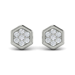 Diamond Cluster Honeycomb Stud Earrings
