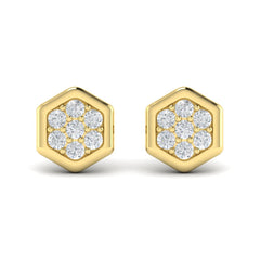 Diamond Cluster Honeycomb Stud Earrings
