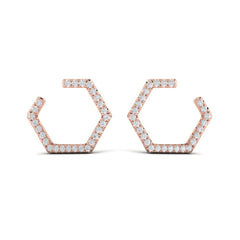 Diamond Forward-Facing Honeycomb Open Hoop Earrings
