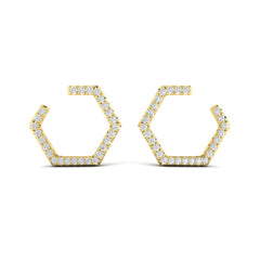 Diamond Forward-Facing Honeycomb Open Hoop Earrings