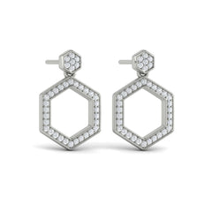 Channel Set Diamond Open Honeycomb Drop Stud Earrings