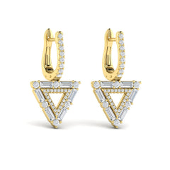 Diamond Baguette Double Trinity Huggie Earrings