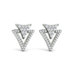Diamond Double Trinity Open Stud Earrings